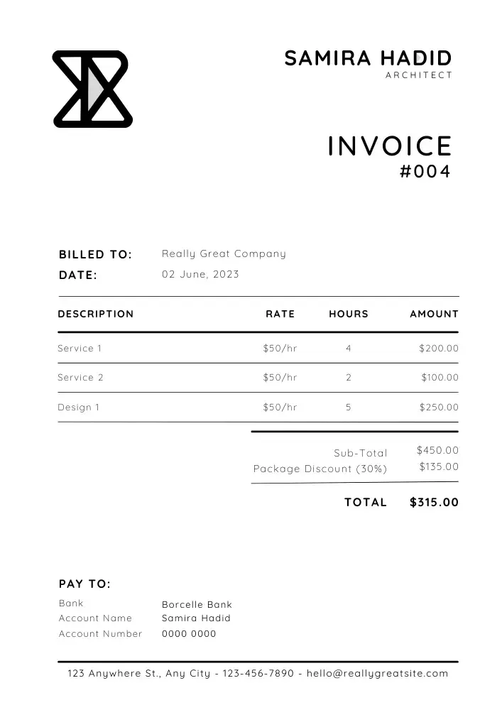 Black Minimal invoice template