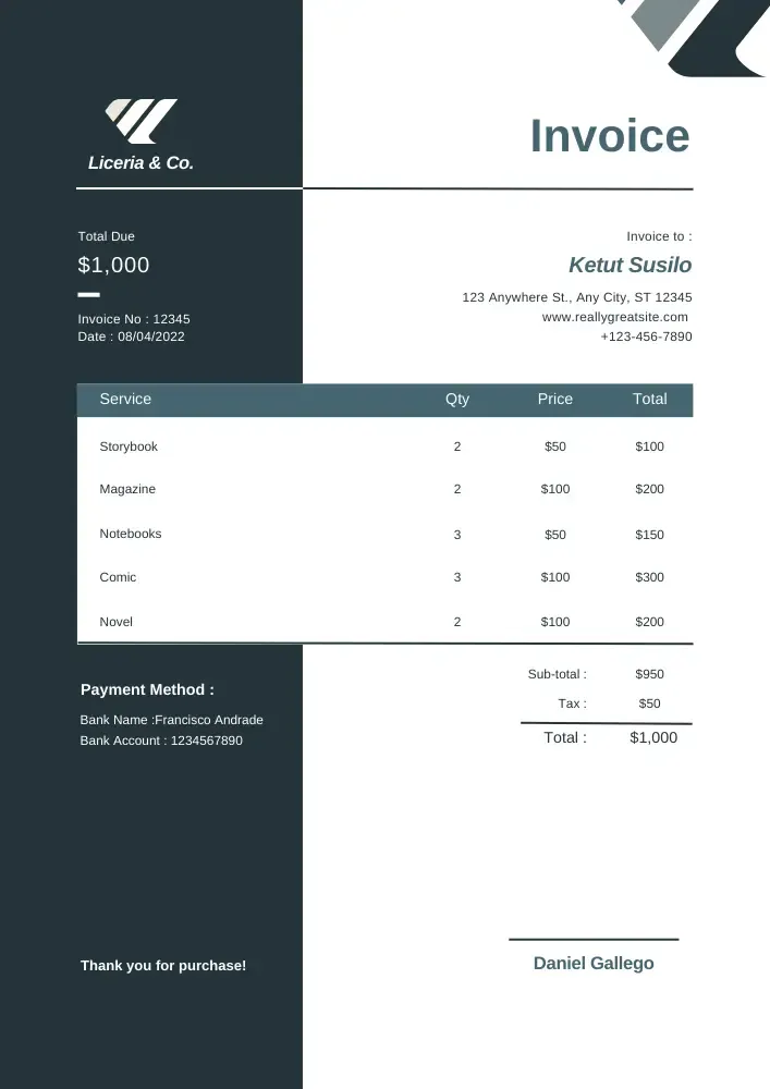Blue Minimal invoice template