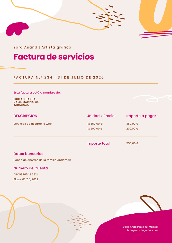 Pink Modern invoice template